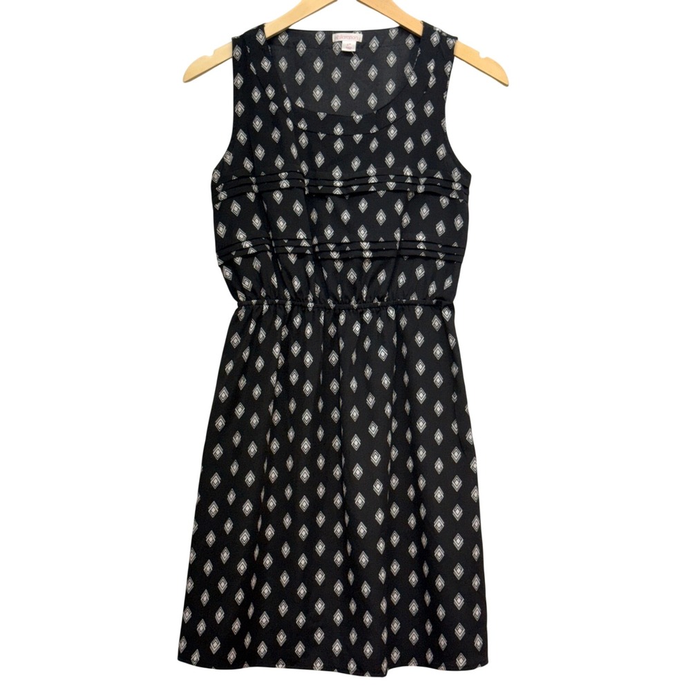 Xhilaration Womens Black White Geometric Diamond Print Sleeveless Dress‎ Small